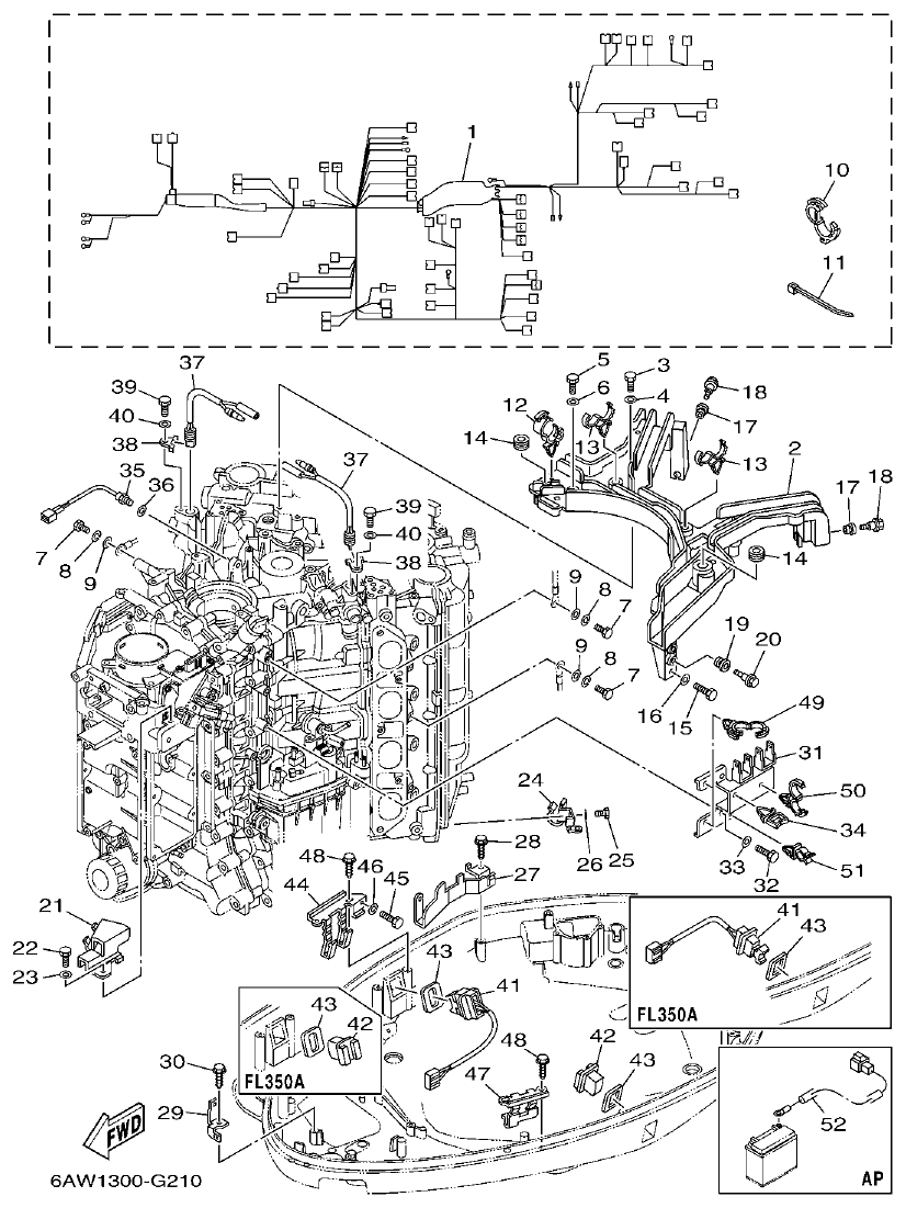 Yamaha F350AET, FL350AET ELECTRICAL 5 parts diagram